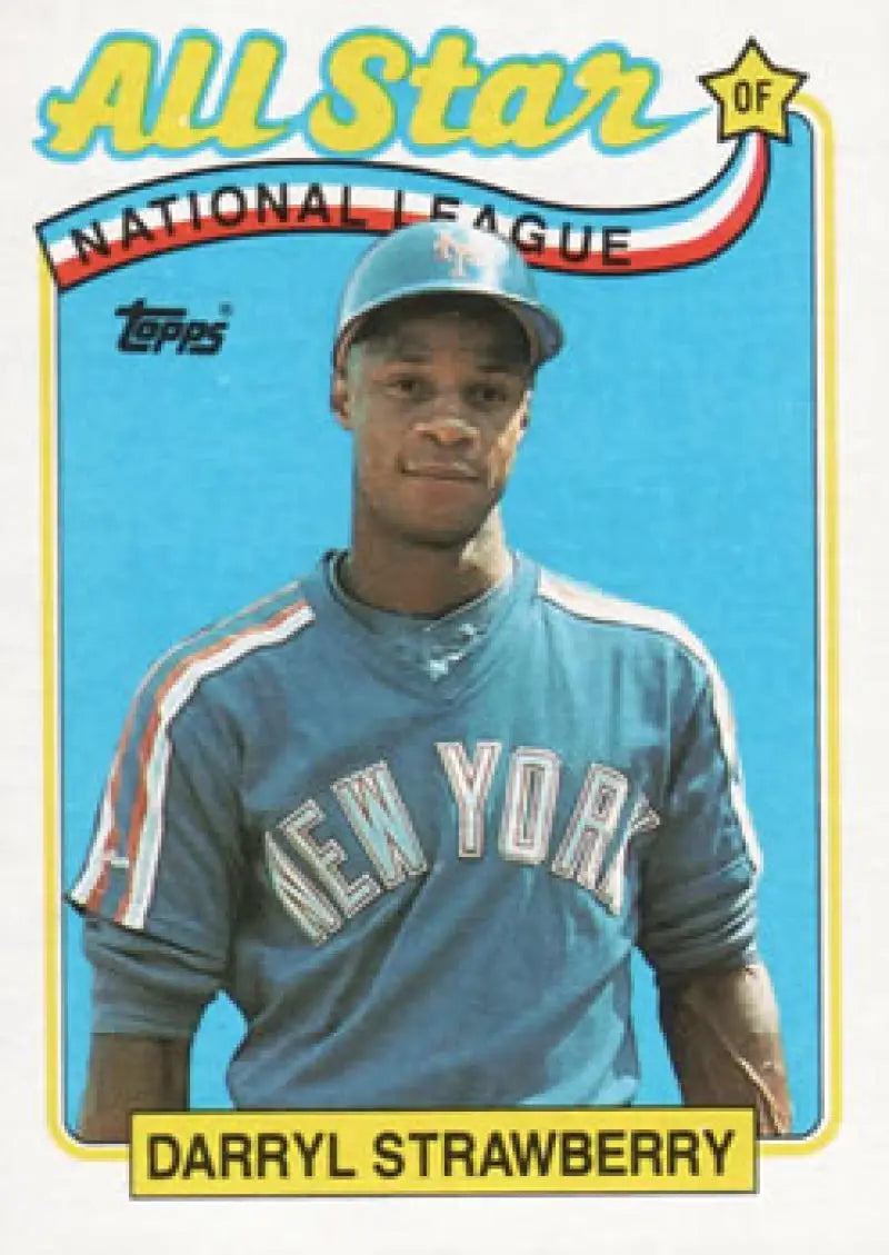 Vintage 1989 Topps Darryl Strawberry baseball card featuring New York Mets player