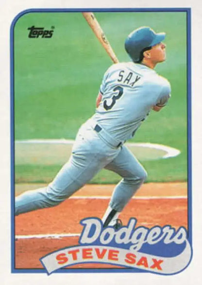 Steve Sax in batting stance on 1989 Topps #40 Los Angeles Dodgers Baseball Card