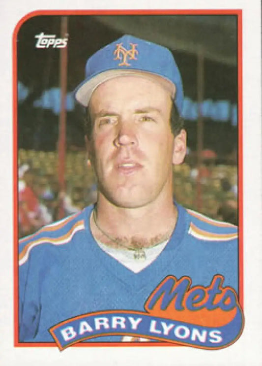 1989 Topps #412 Barry Lyons New York Mets Baseball Card showcasing a Mets player