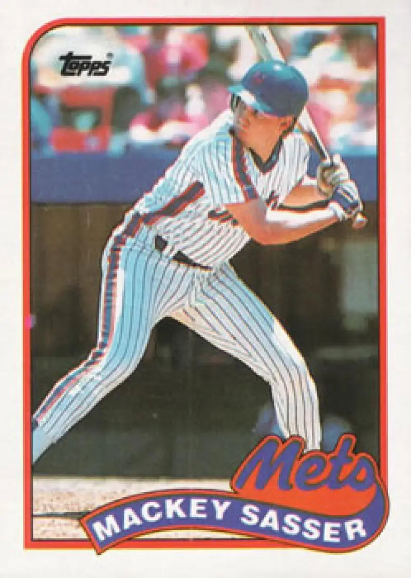 Mackey Sasser 1989 Topps baseball card featuring New York Mets player at bat