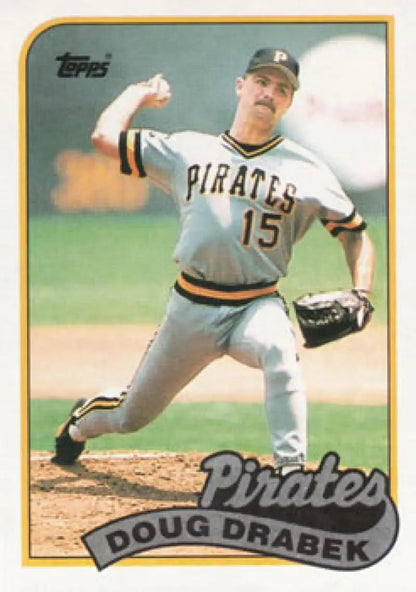 Doug Drabek mid-throw on 1989 Topps baseball card for Pittsburgh Pirates