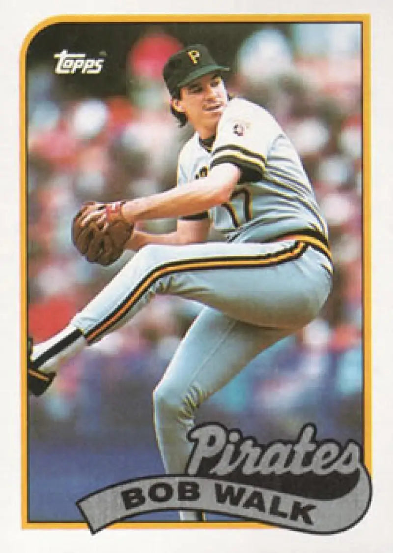 Topps baseball card of Bob Walk pitching for the Pittsburgh Pirates, 1989