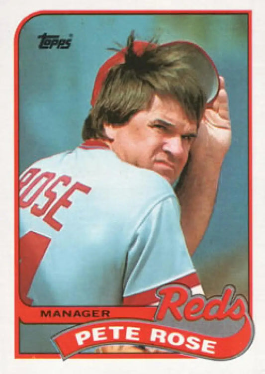 Vintage 1989 Topps Pete Rose Cincinnati Reds baseball card in NM-MT condition