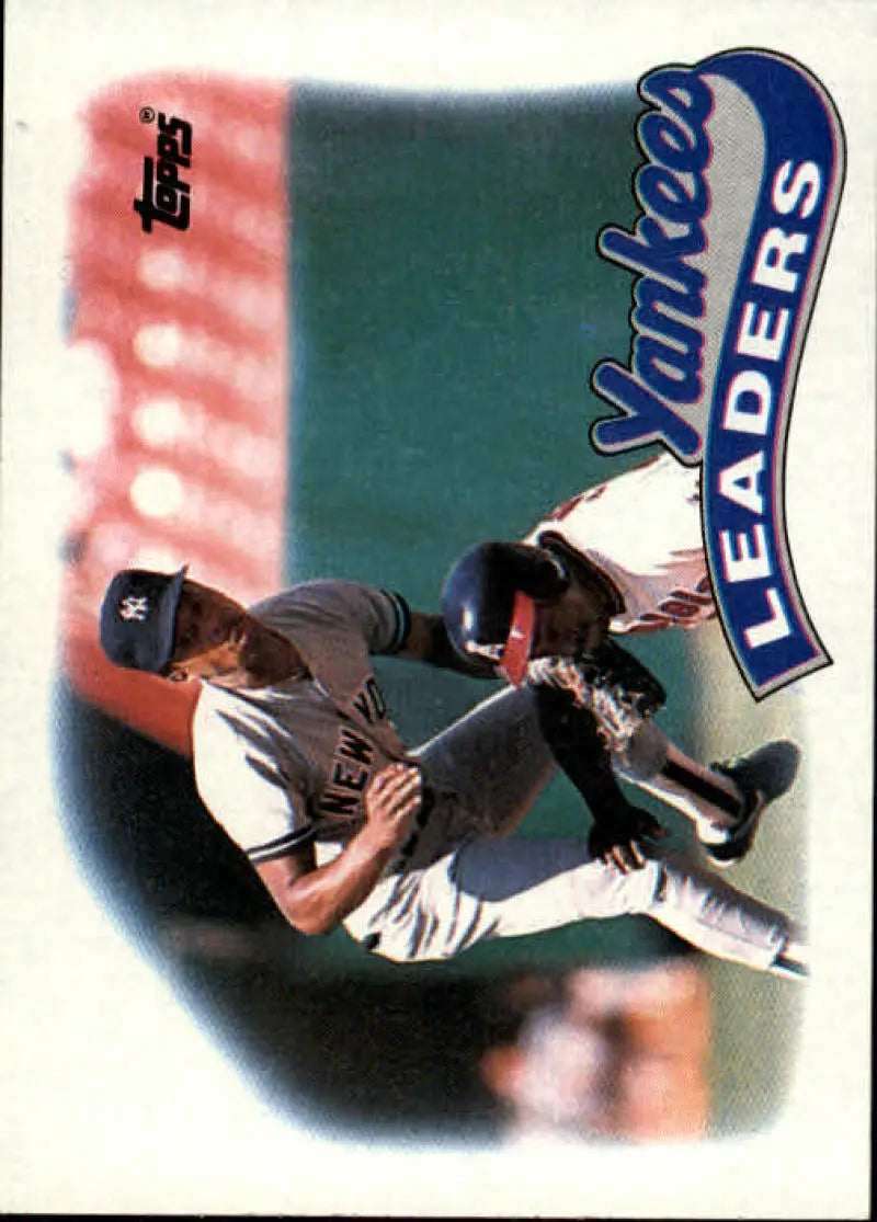 Baseball player in Yankees uniform making a fielding motion on Willie Randolph card