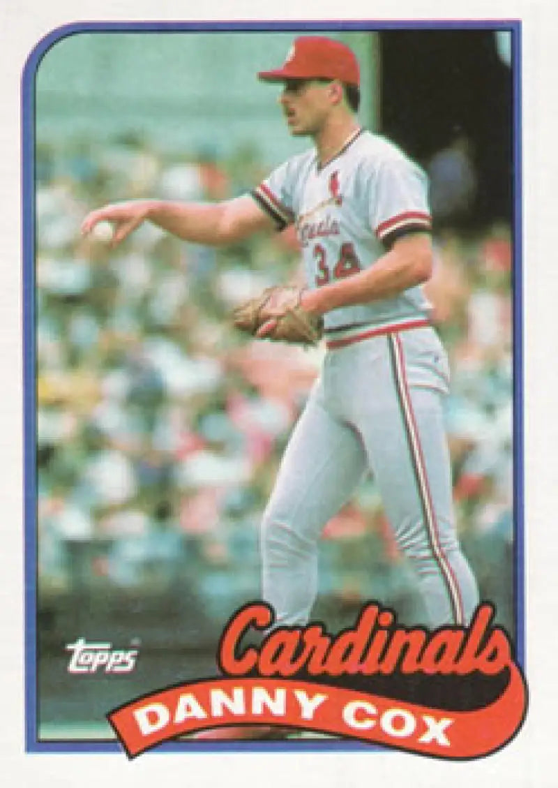 Danny Cox St. Louis Cardinals baseball card in white uniform with red cap