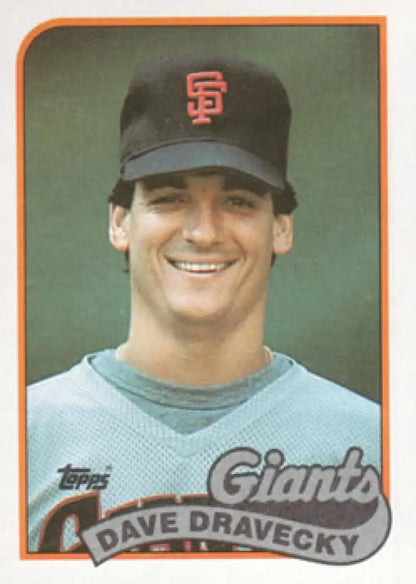 1989 Topps #601 Dave Dravecky Baseball Card of San Francisco Giants Player in Jersey