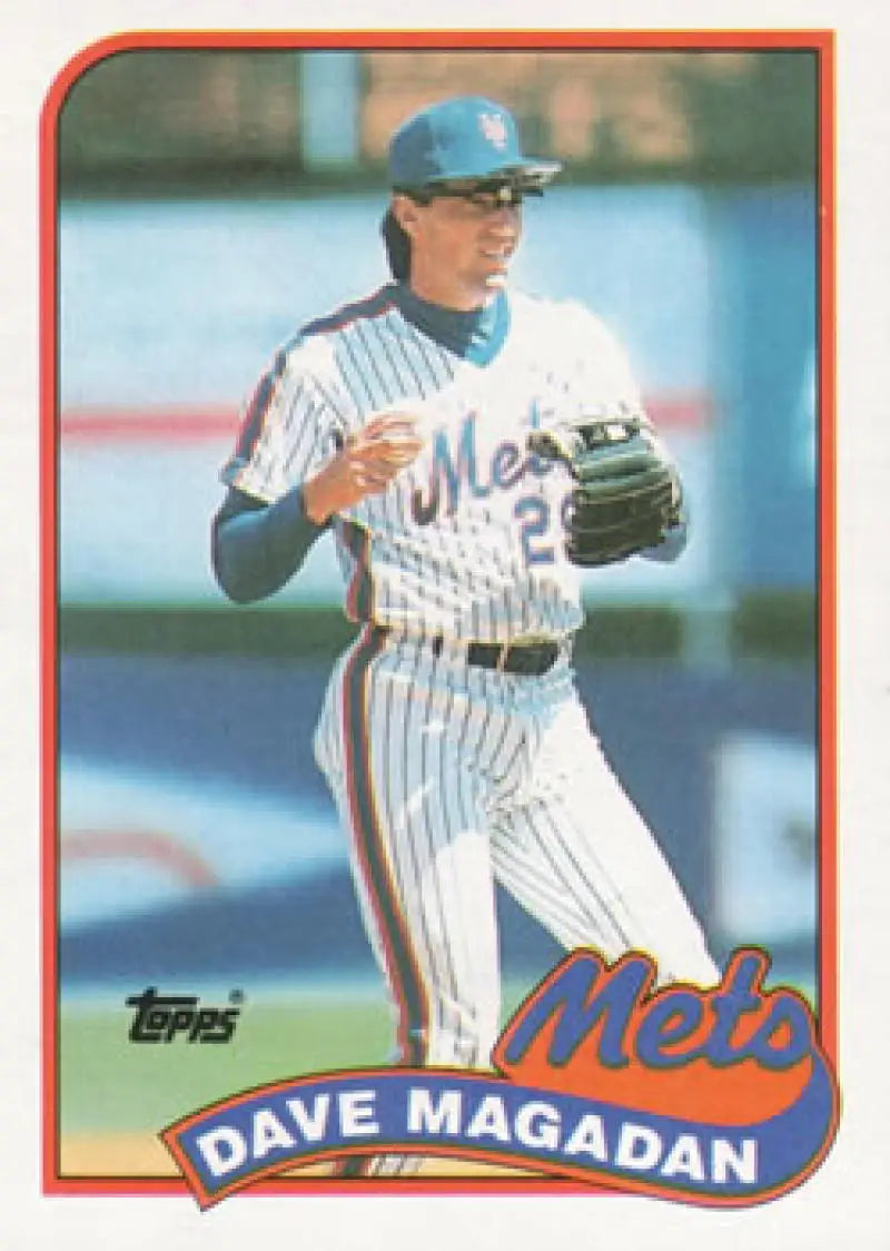 Baseball card of Dave Magadan in pinstriped New York Mets uniform