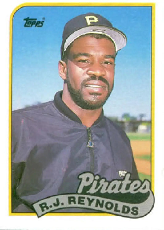 Pittsburgh Pirates baseball card of R.J. Reynolds in team cap and navy jacket