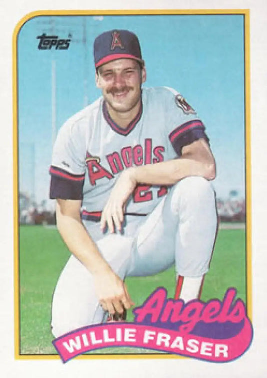 1989 Topps #679 Willie Fraser Baseball Card featuring California Angels player in white uniform