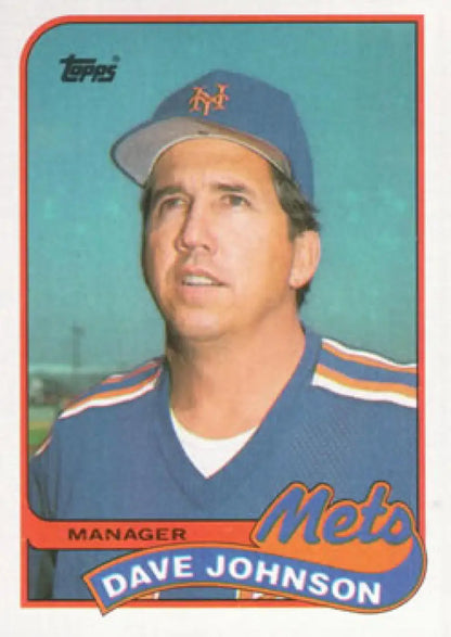 Vintage 1989 Topps Baseball Card of Dave Johnson, New York Mets Manager in Team Uniform