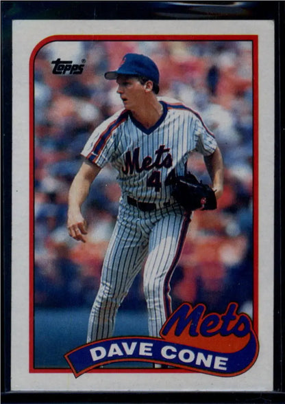 David Cone in pinstriped uniform on 1989 Topps New York Mets baseball card