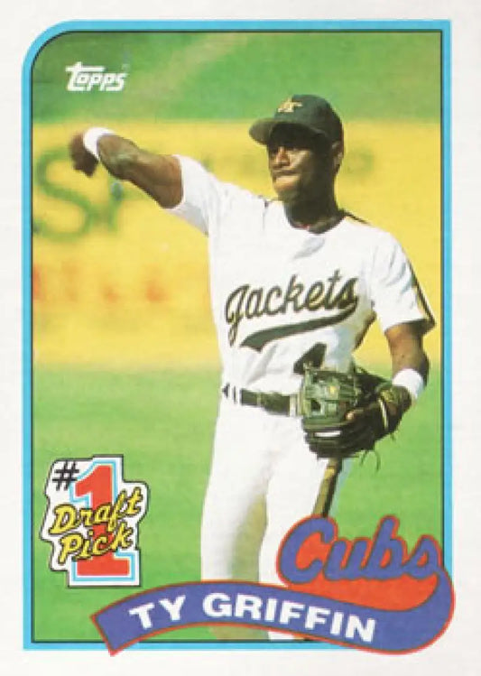 Baseball card of Ty Griffin in Chicago Cubs uniform from 1989 Topps #713 collection