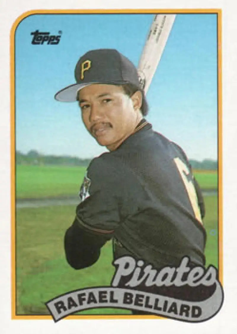 1989 Topps Rafael Belliard baseball card featuring Pittsburgh Pirates player in uniform