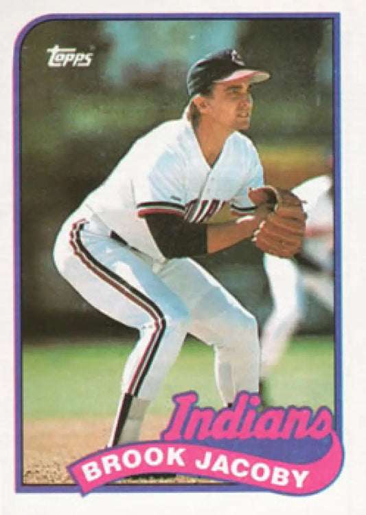 Brook Jacoby throwing in white uniform on 1989 Topps Cleveland Indians baseball card