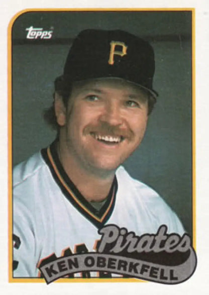 Ken Oberkfell smiling in Pittsburgh Pirates uniform on 1989 Topps baseball card