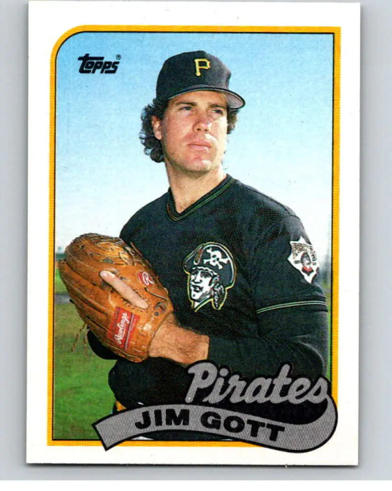 Jim Gott Pittsburgh Pirates baseball card in black uniform from 1989 Topps #752