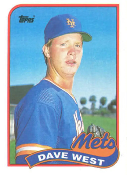 David West New York Mets baseball card in blue uniform, 1989 Topps #787 RC