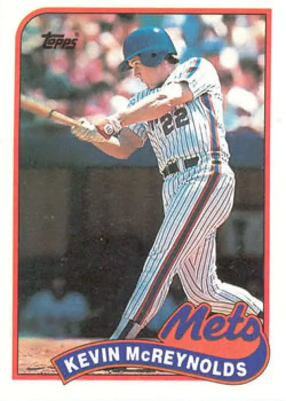 1989 Topps #85 Kevin McReynolds Baseball Card featuring New York Mets player at bat