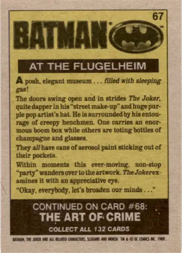 Back of 1989 Topps Batman trading card featuring original gloss and Simply Sandoval