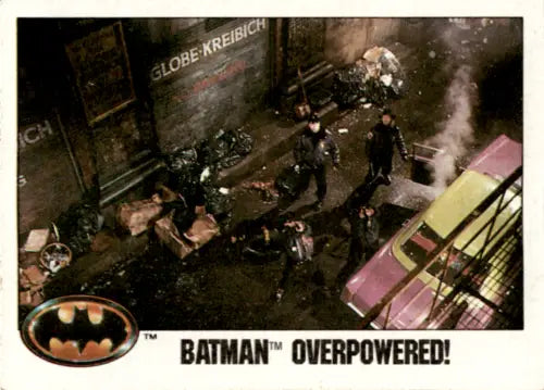 1989 Topps Batman #85 trading card featuring Batman Overpowered in original gloss condition