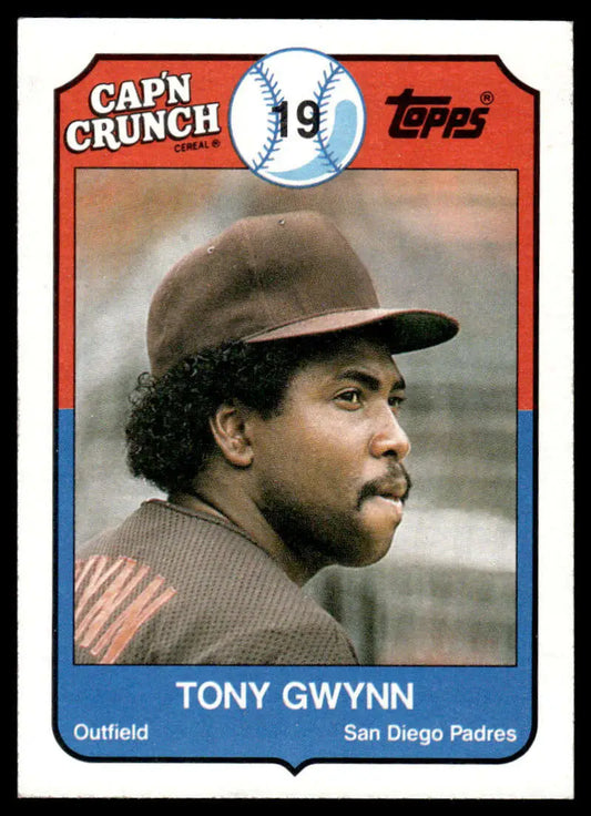 Cap’n Crunch baseball card featuring Tony Gwynn of the San Diego Padres from 1989 Topps set