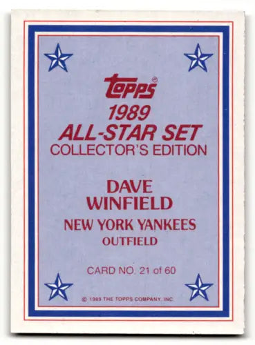 1989 Topps Glossy Send-Ins #21 Dave Winfield Near Mint original gloss Yankees card