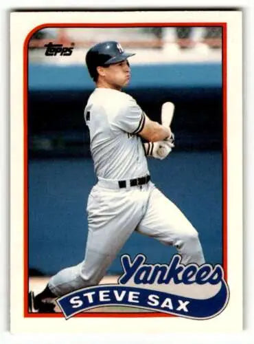 Steve Sax 1989 Topps Traded #111T New York Yankees Baseball Card with original gloss