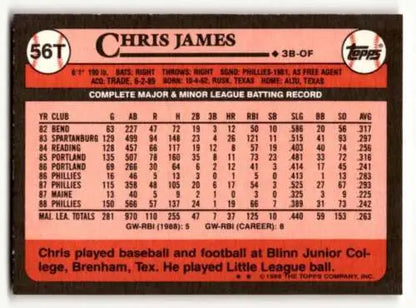 1989 Topps Traded 56T Chris James San Diego Padres baseball card original gloss