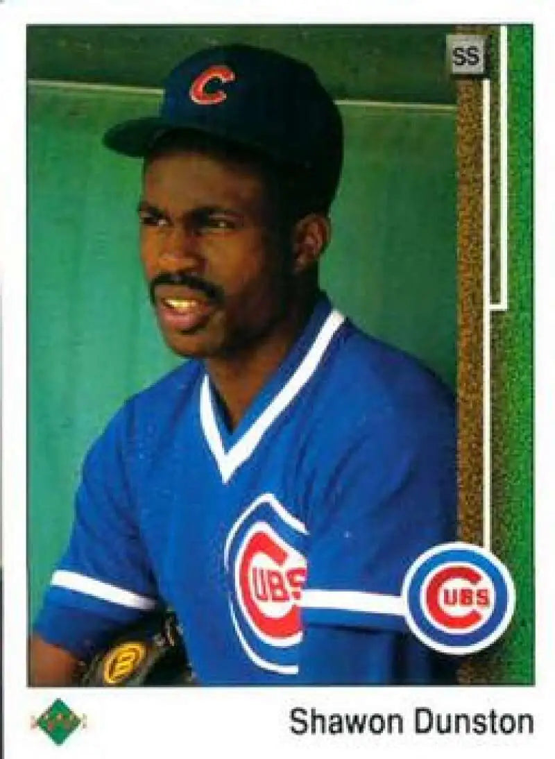 Shawon Dunston in Chicago Cubs uniform featured on 1989 Upper Deck baseball card