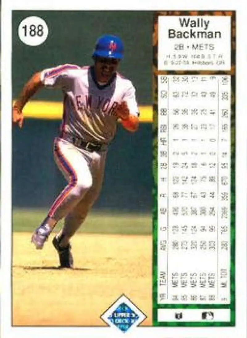 Wally Backman in New York Mets uniform running bases on Upper Deck baseball card