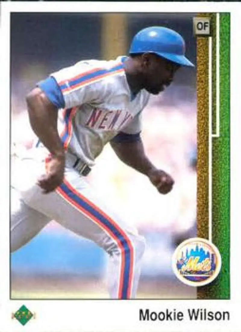 Mookie Wilson running on field in New York Mets uniform for Upper Deck baseball card