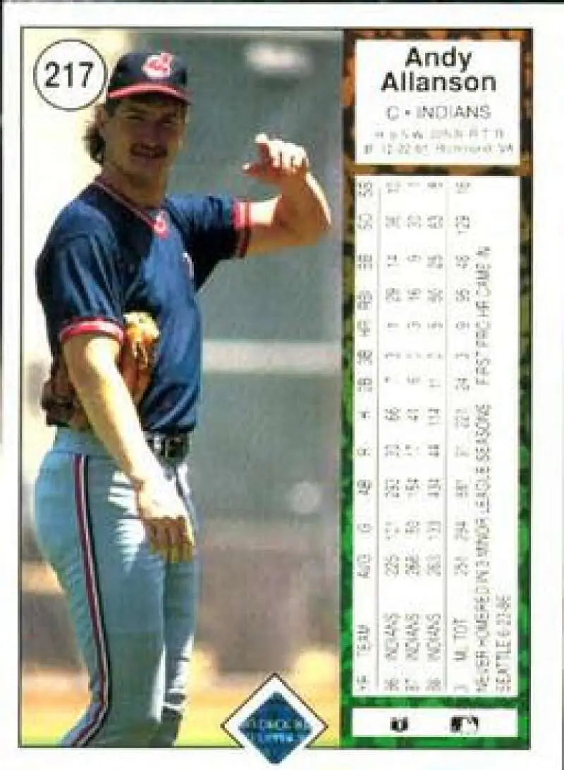 Cleveland Indians Andy Allanson vintage baseball card from 1989 Upper Deck collection