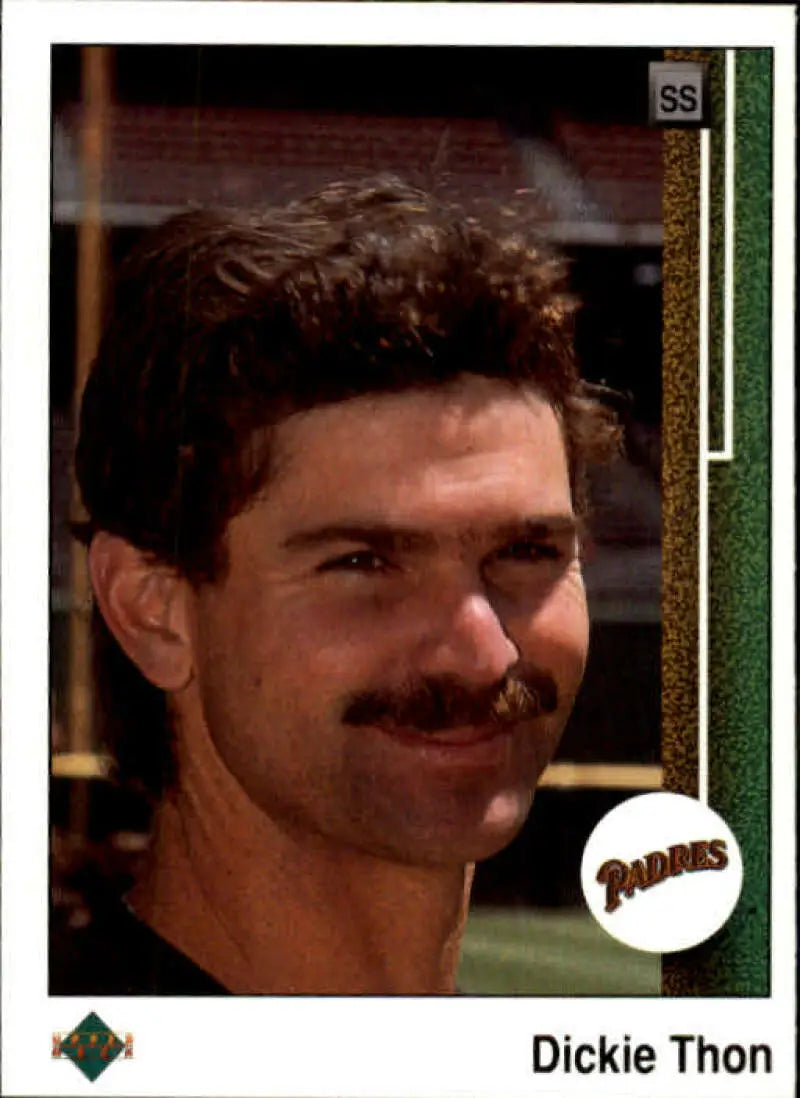 Baseball card of Dickie Thon in Padres uniform from 1989 Upper Deck set