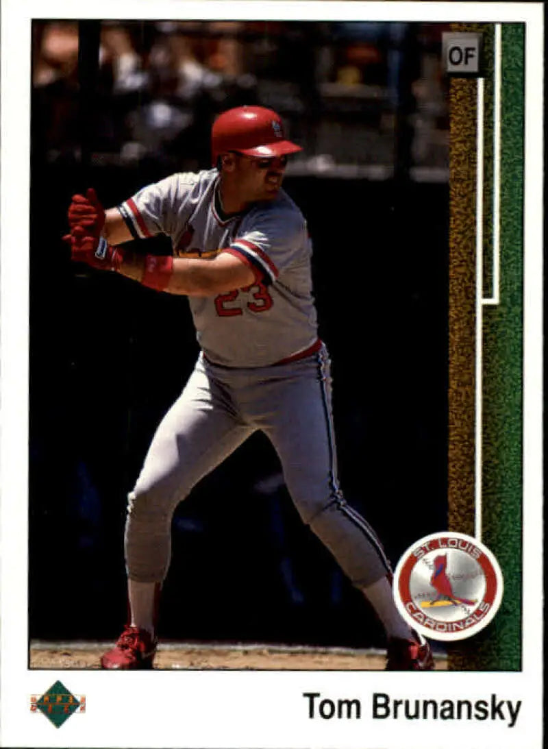 Tom Brunansky in St. Louis Cardinals gray uniform at bat, Upper Deck baseball card