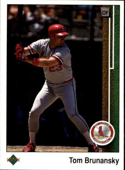 Tom Brunansky in St. Louis Cardinals gray uniform at bat, Upper Deck baseball card