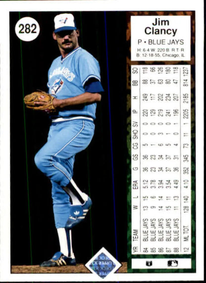 Baseball card of Jim Clancy in light blue uniform for Toronto Blue Jays fans