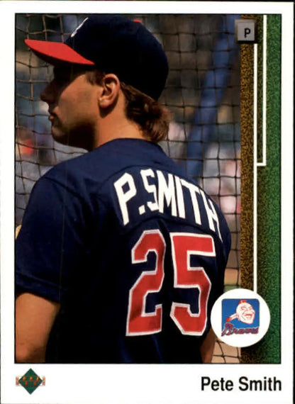 Baseball player in navy jersey with P.SMITH 25 on back from Upper Deck Atlanta Braves card