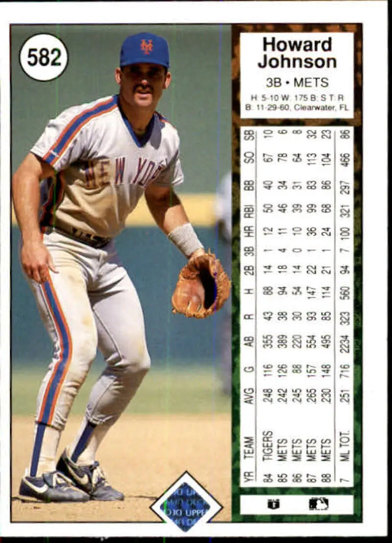 Howard Johnson fielding in Mets uniform on a 1989 Upper Deck baseball card