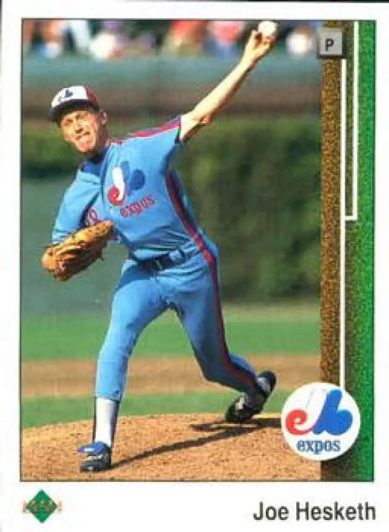 Baseball pitcher Joe Hesketh in a Montreal Expos uniform on Upper Deck card