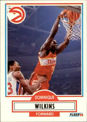 Dominique Wilkins dunking on defender in 1990-91 Fleer Atlanta Hawks basketball card