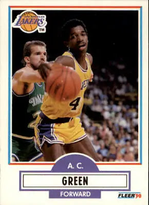 Vintage Los Angeles Lakers trading card featuring A.C. Green in yellow jersey #4