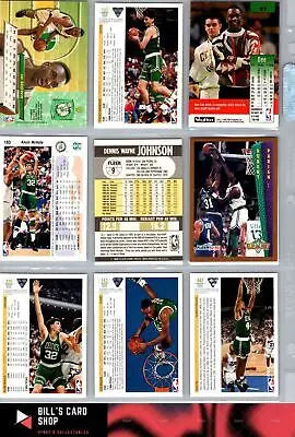 Basketball trading cards from the 1990-91 season featuring Boston Celtics players