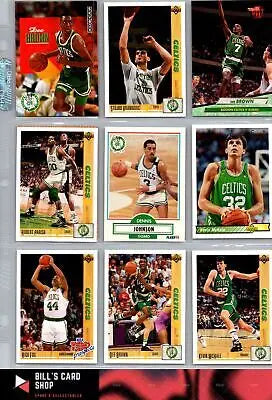 Collection of Boston Celtics trading cards from the 1990-91 season lot