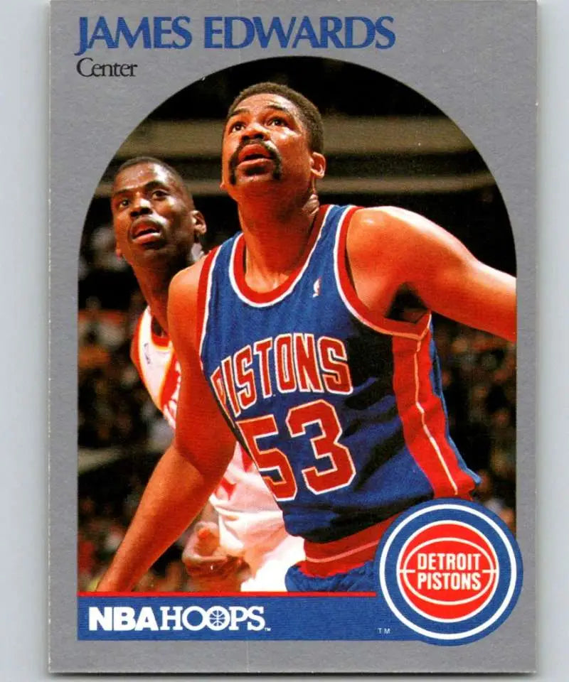 NBA Hoops basketball card of James Edwards, Detroit Pistons, jersey number 53