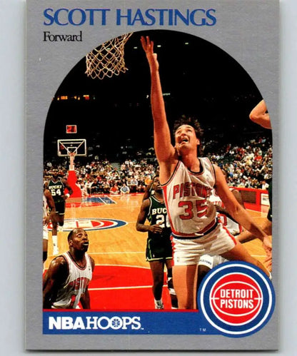 Scott Hastings NBA Hoops trading card featuring Detroit Pistons player in action