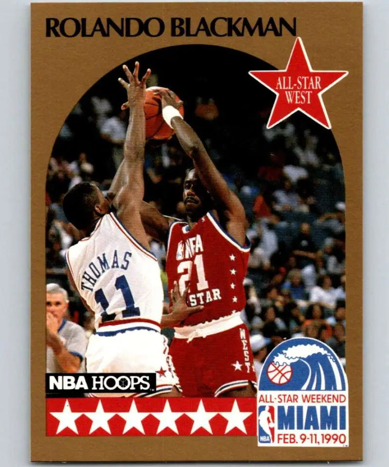 Rolando Blackman competing for a rebound on a 1990-91 Dallas Mavericks Basketball Card