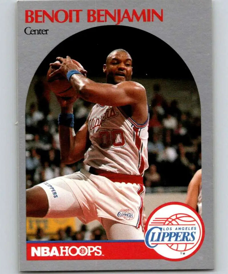 Los Angeles Clippers basketball card featuring Benoit Benjamin in a leaping action