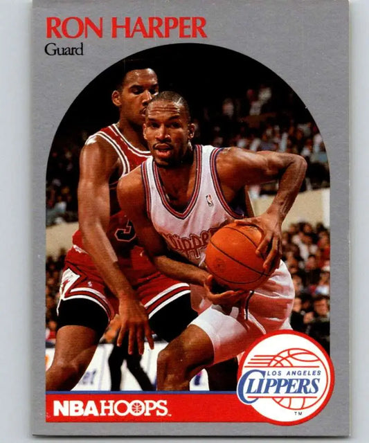 Los Angeles Clippers Ron Harper in action against Chicago Bulls on basketball card