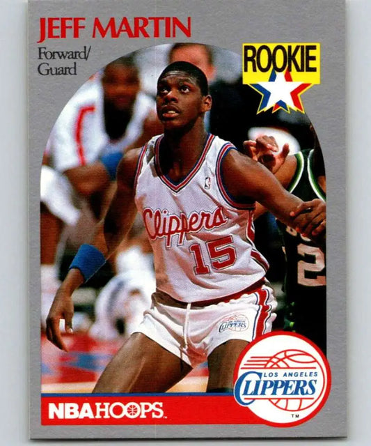 Los Angeles Clippers rookie card featuring Jeff Martin in white uniform #15