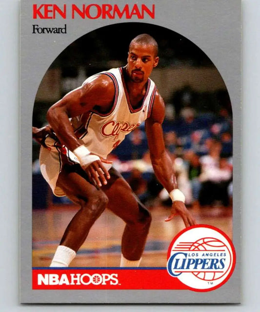 Basketball trading card of Ken Norman dribbling in white for Los Angeles Clippers